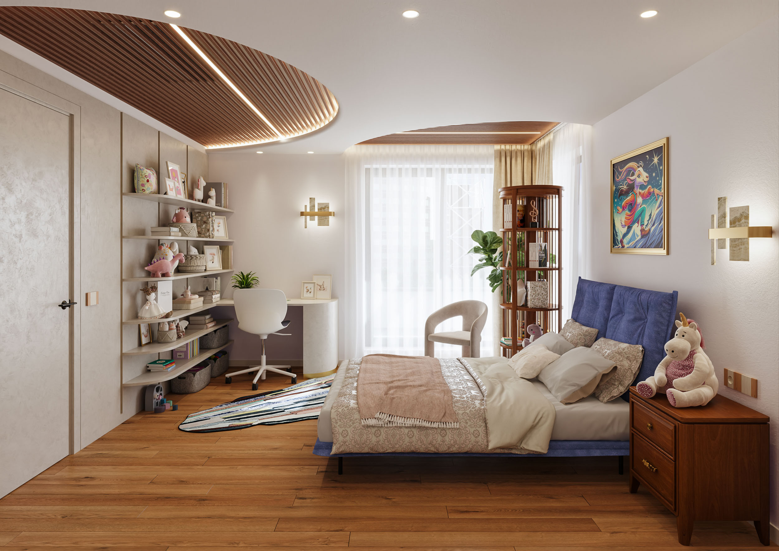 3D visualization for an interior design project of a residential proprty by Visioaxis - studio for architectural, interior and real estate CGI | kid's room