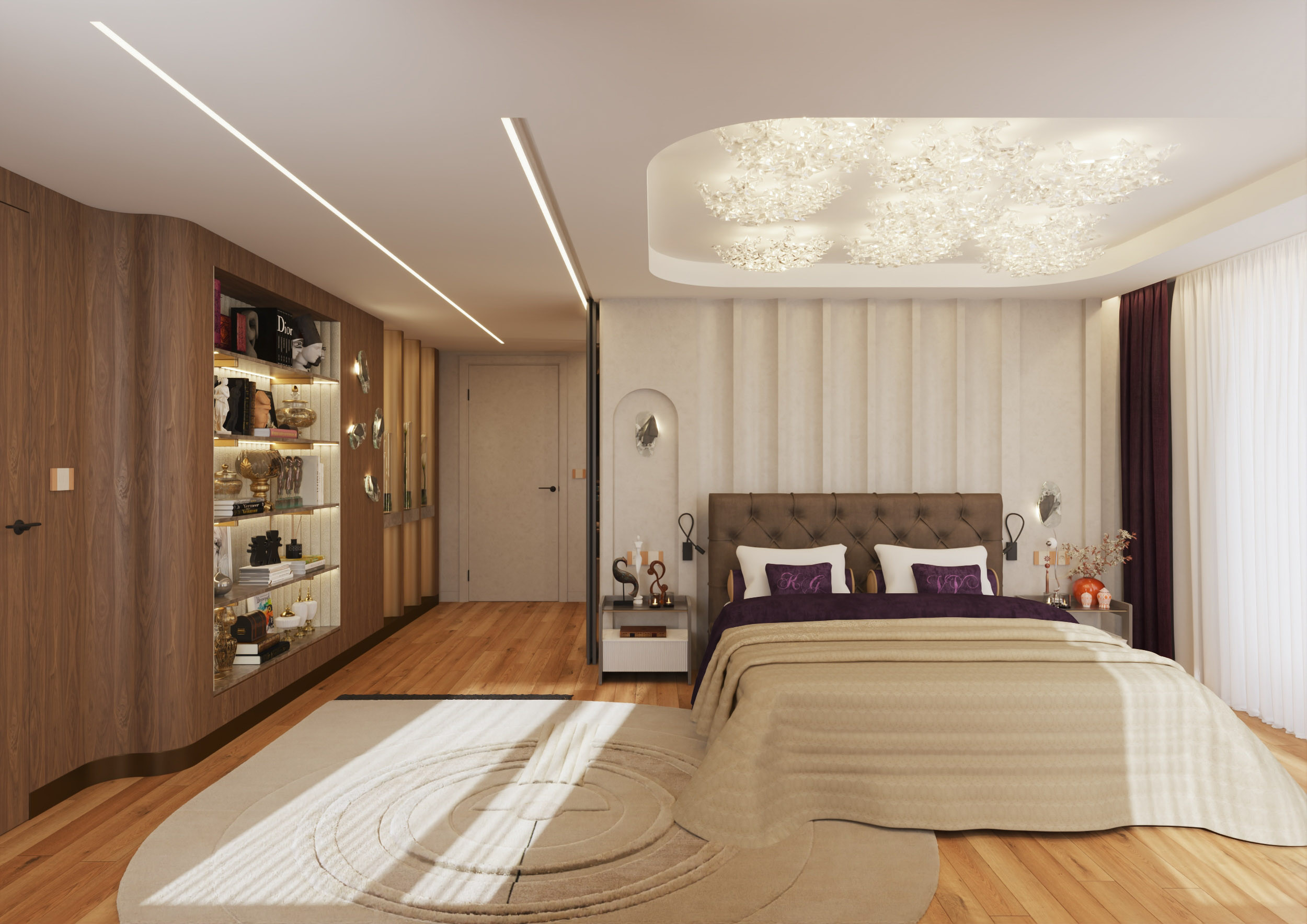 3D visualization for an interior design project of a residential proprty by Visioaxis - studio for architectural, interior and real estate CGI | master bedroom