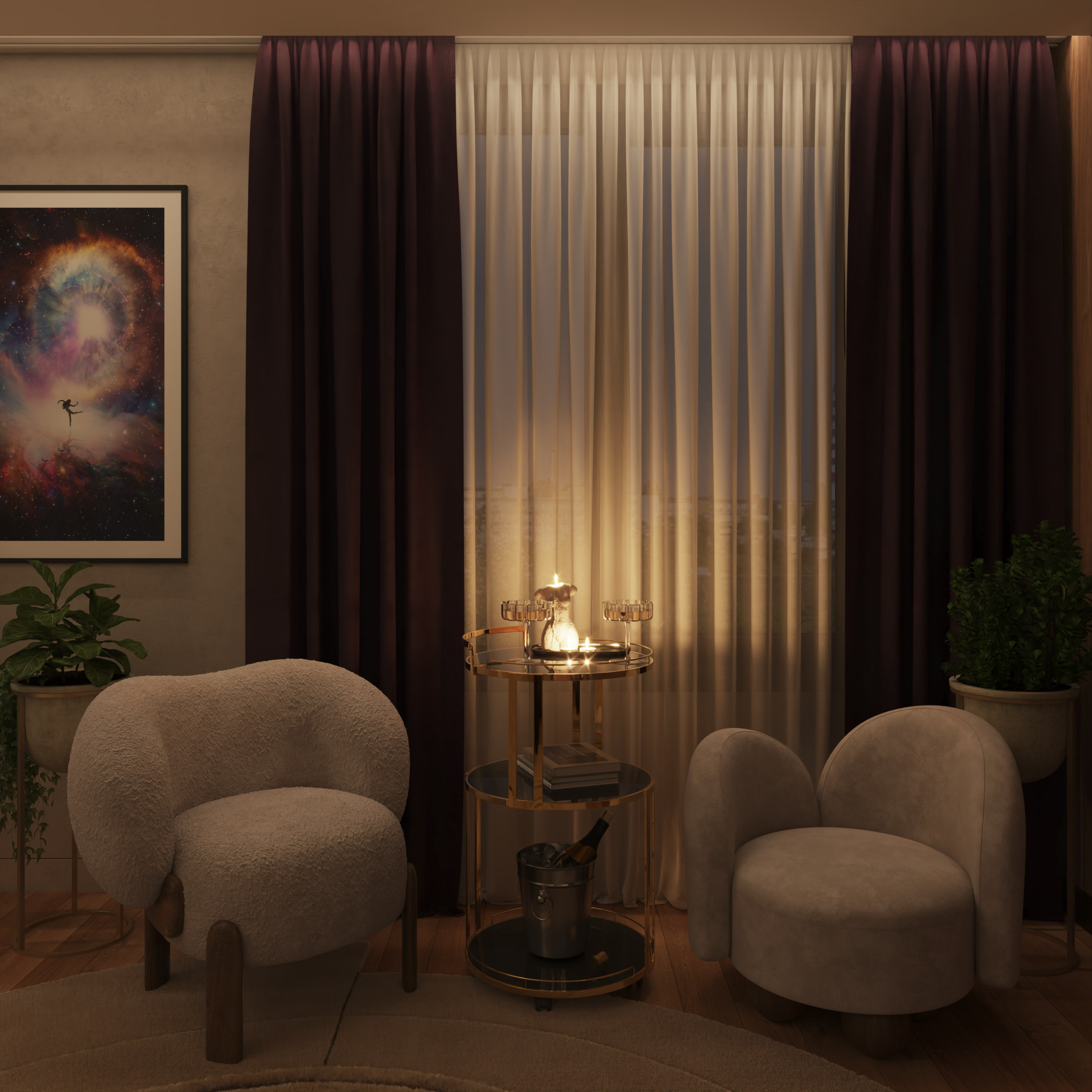 3D visualization for an interior design project of a residential proprty by Visioaxis - studio for architectural, interior and real estate CGI | master bedroom
