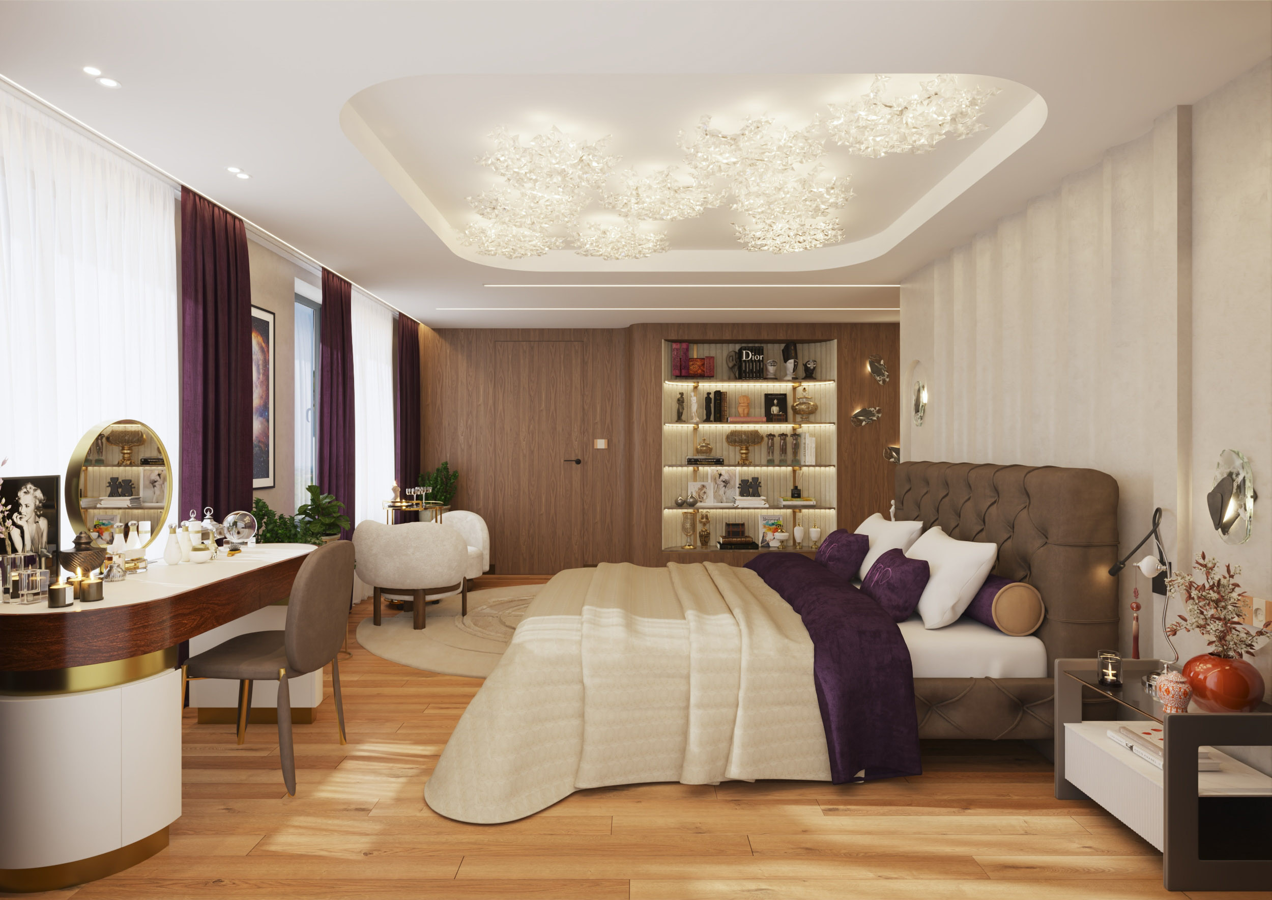 3D visualization for an interior design project of a residential proprty by Visioaxis - studio for architectural, interior and real estate CGI. | master bedroom