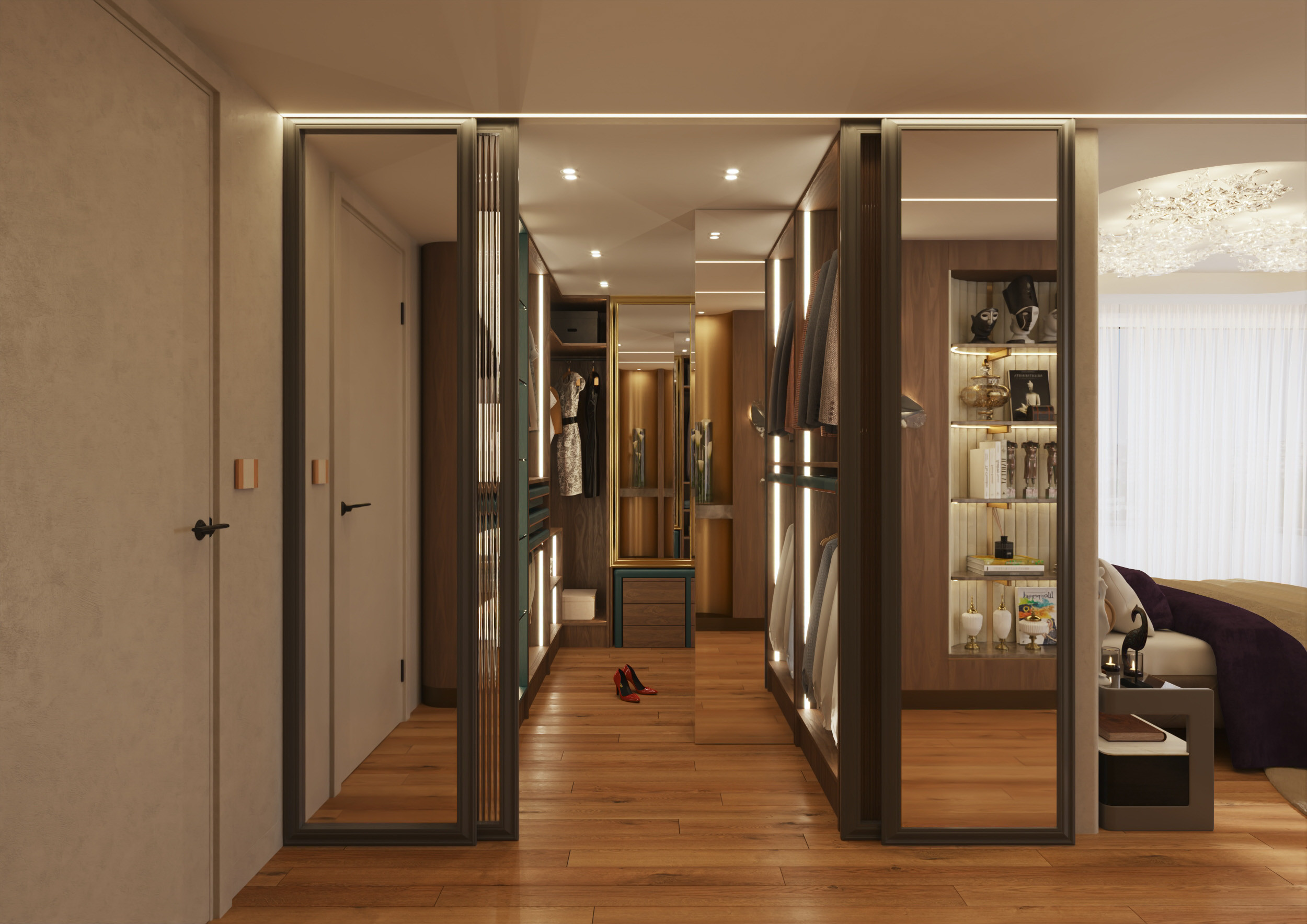 3D visualization for an interior design project of a residential proprty by Visioaxis - studio for architectural, interior and real estate CGI | walk-in closet