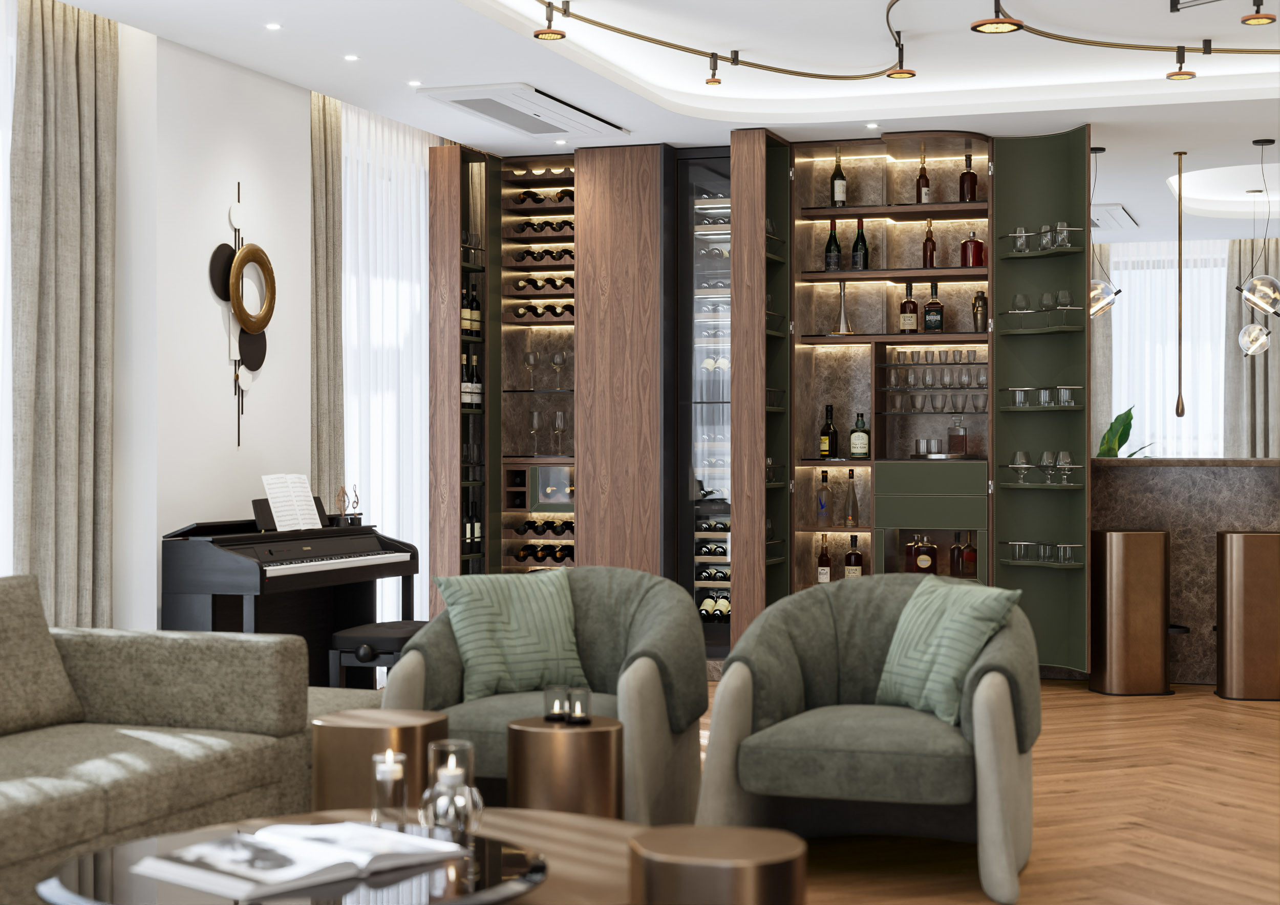 3D visualization for an interior design project of a residential proprty by Visioaxis - studio for architectural, interior and real estate CGI. | living room