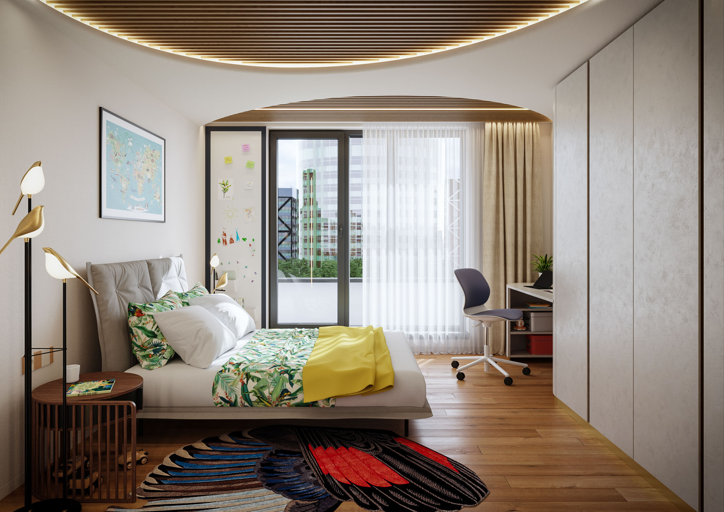 3D visualization for an interior design project of a residential proprty by Visioaxis - studio for architectural, interior and real estate CGI | kid's room