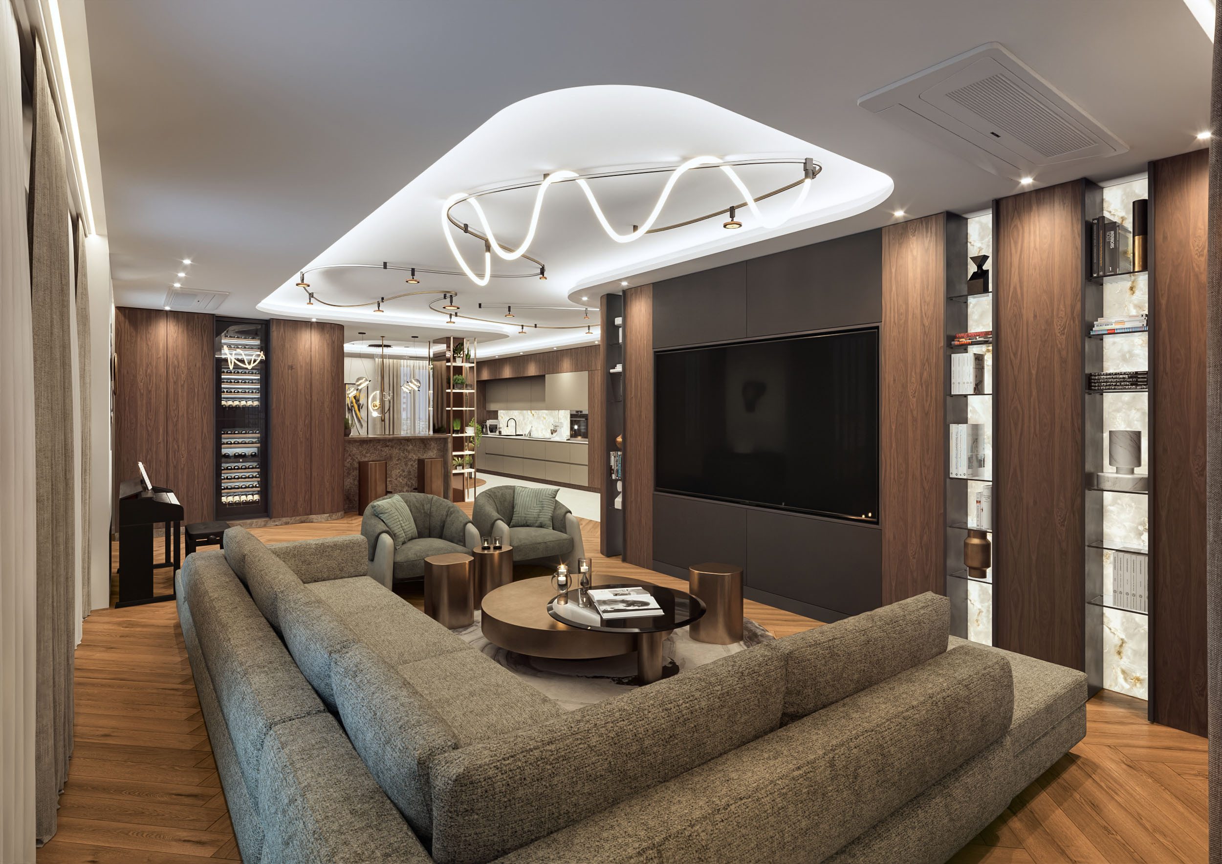 3D visualization for an interior design project of a residential proprty by Visioaxis - studio for architectural, interior and real estate CGI. | living room