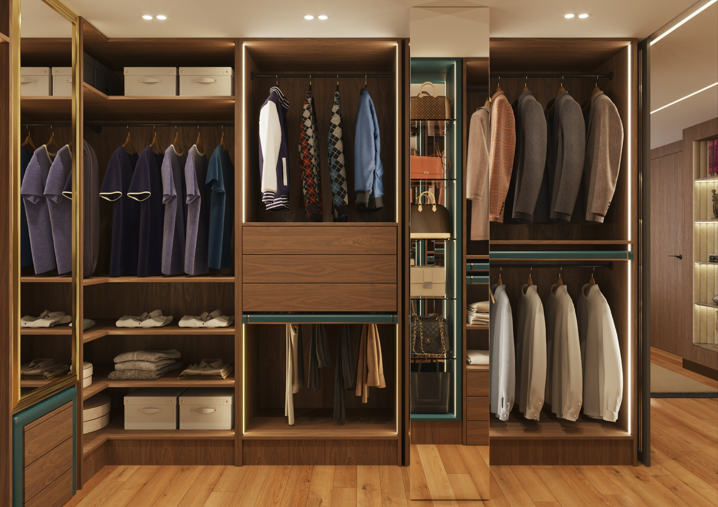 3D visualization for an interior design project of a residential proprty by Visioaxis - studio for architectural, interior and real estate CGI | walk-in closet