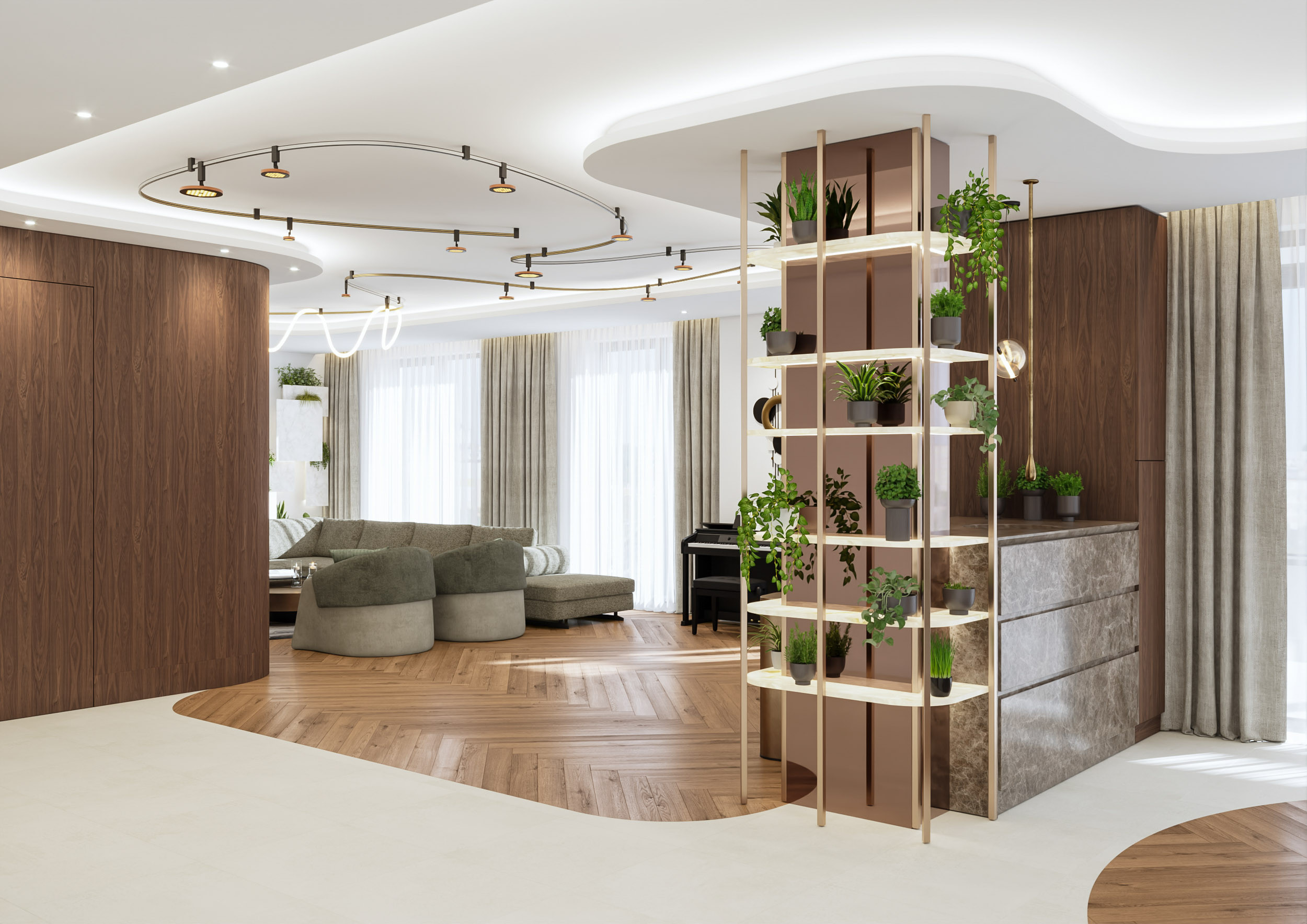 3D visualization for an interior design project of a residential proprty by Visioaxis - studio for architectural, interior and real estate CGI. | living room