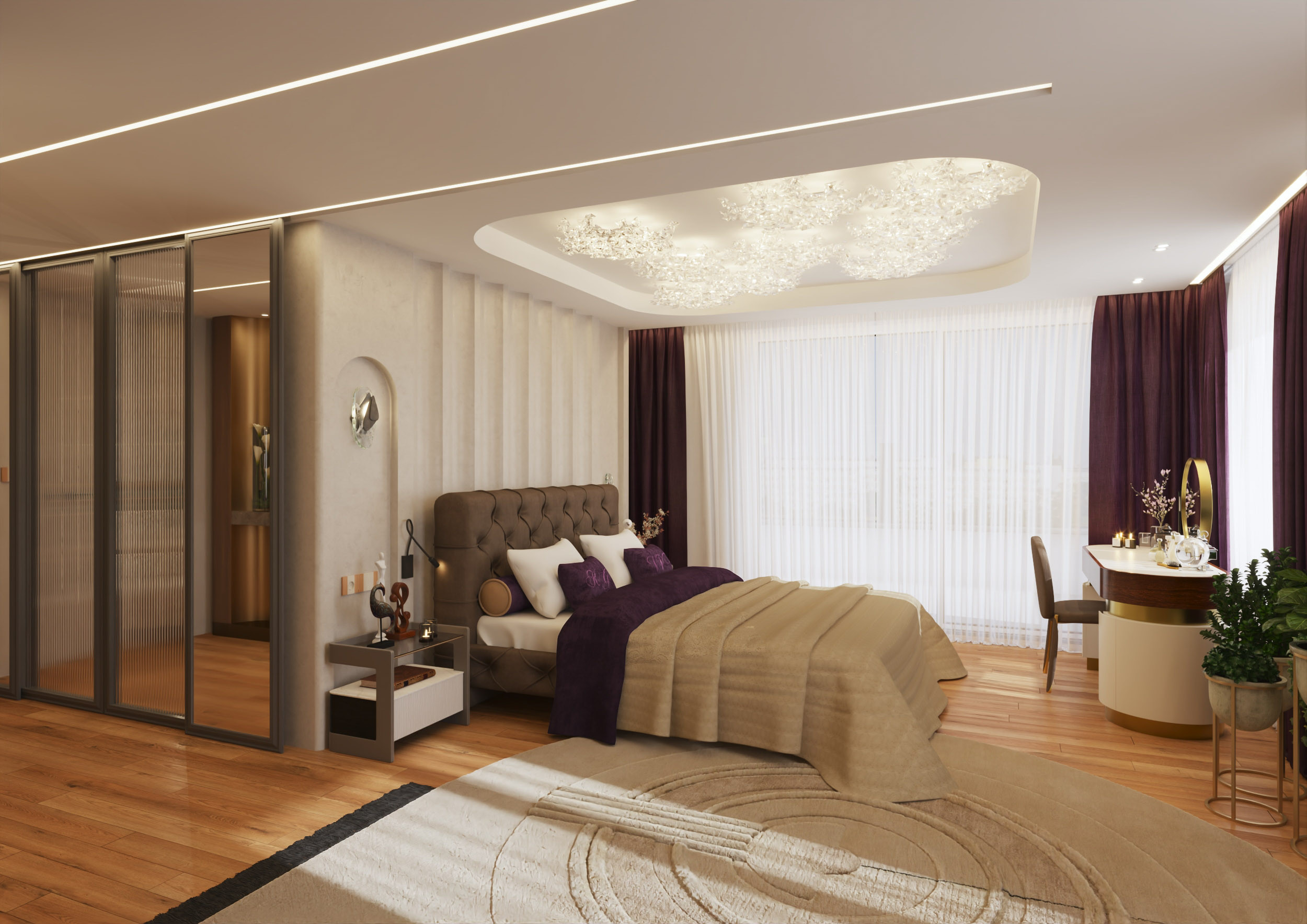 3D visualization for an interior design project of a residential proprty by Visioaxis - studio for architectural, interior and real estate CGI. | master bedroom