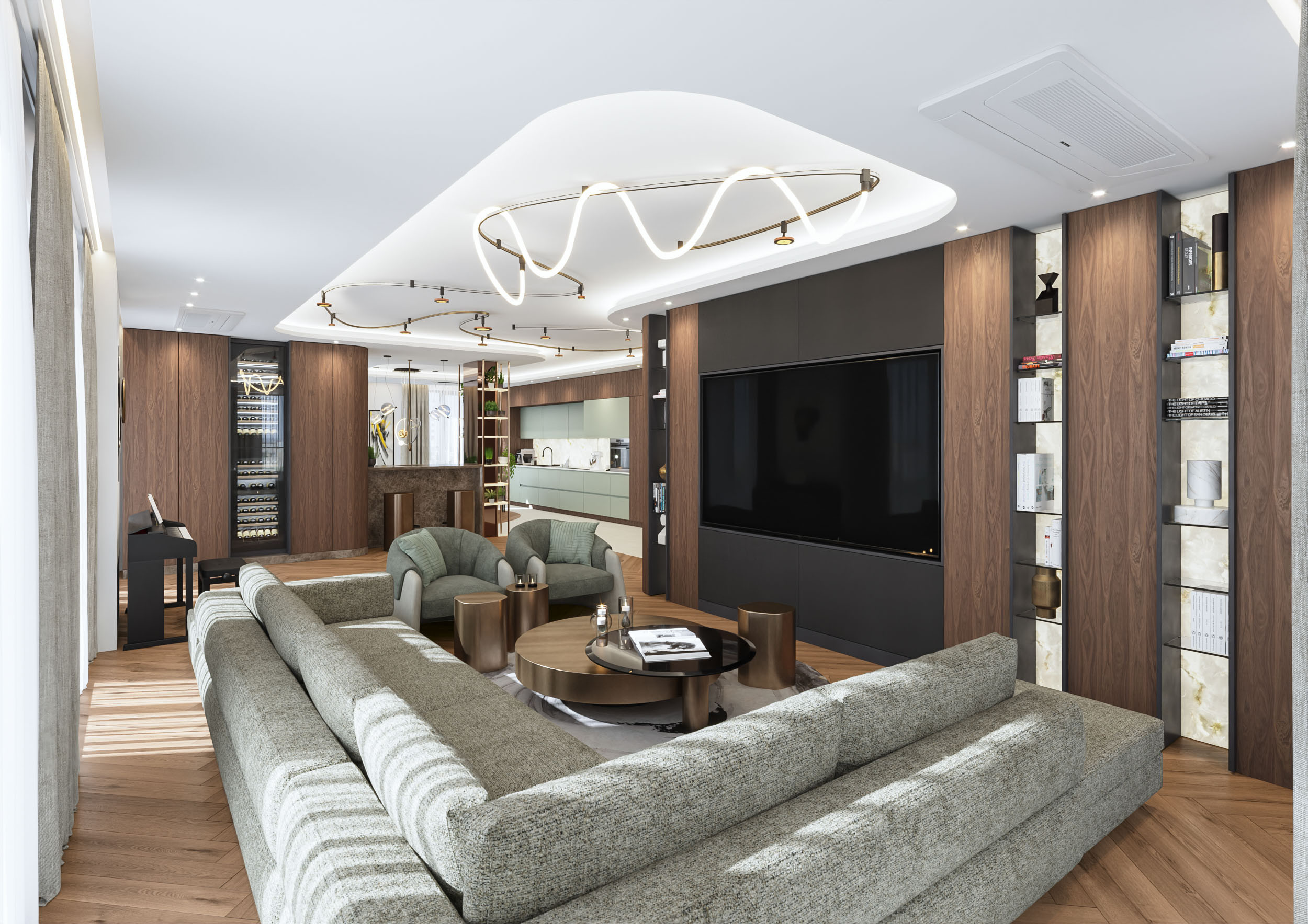 3D visualization for an interior design project of a residential proprty by Visioaxis - studio for architectural, interior and real estate CGI. | living room