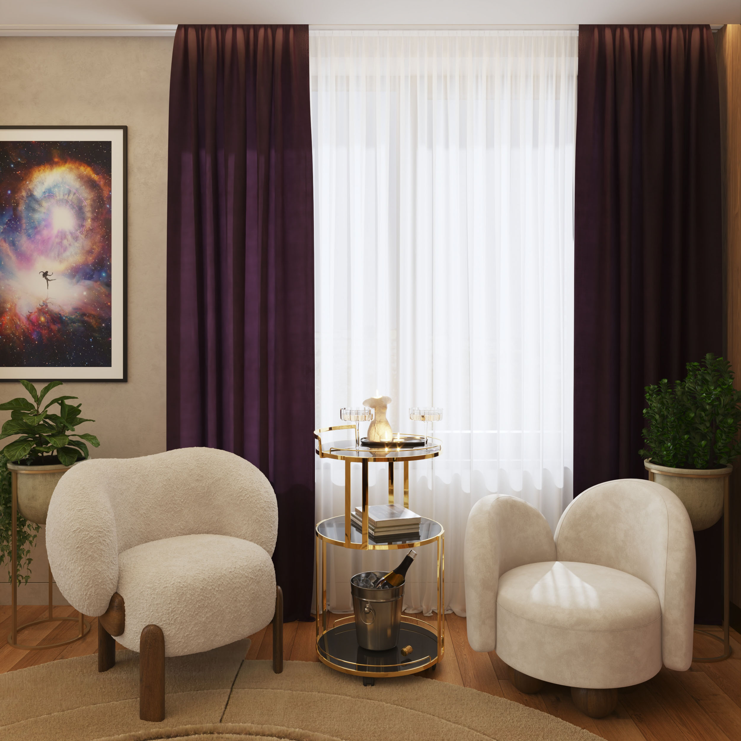 3D visualization for an interior design project of a residential proprty by Visioaxis - studio for architectural, interior and real estate CGI | master bedroom