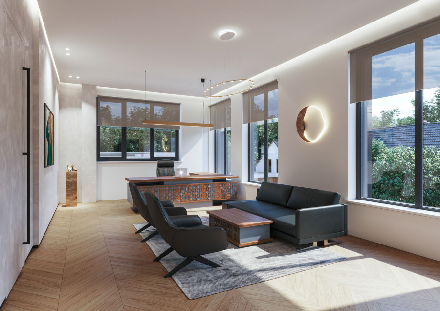 Ingiliz workspace interior 3D visualization by Visioaxis - CGI studio for interior, architectural and real estate visualizations