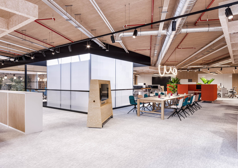 Pavers UK workspace interior 3D visualization by Visioaxis - CGI studio for interior, architectural and real estate visualizations