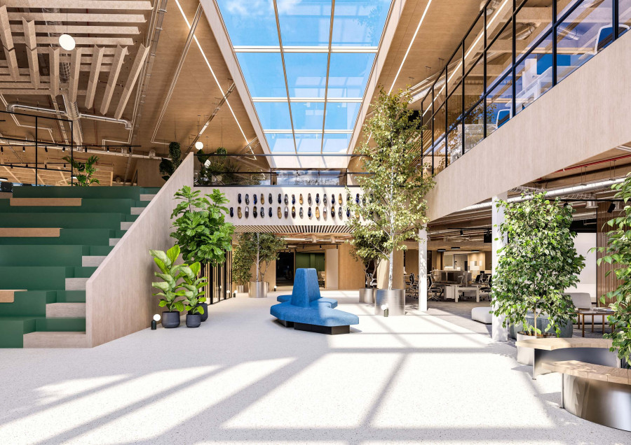 Pavers UK workspace interior 3D visualization by Visioaxis - CGI studio for interior, architectural and real estate visualizations