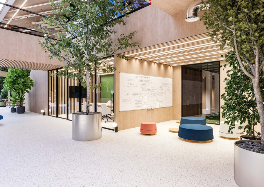 Pavers UK workspace interior 3D visualization by Visioaxis - CGI studio for interior, architectural and real estate visualizations