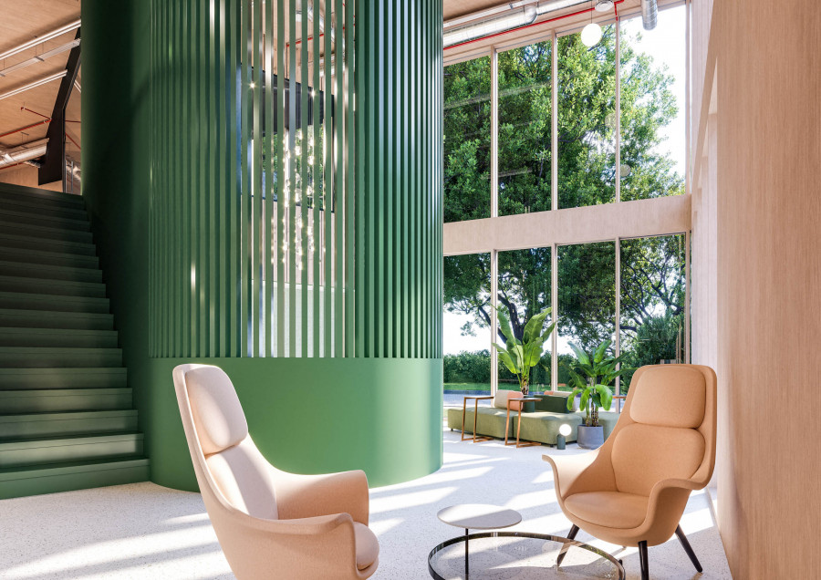 Pavers UK workspace interior 3D visualization by Visioaxis - CGI studio for interior, architectural and real estate visualizations