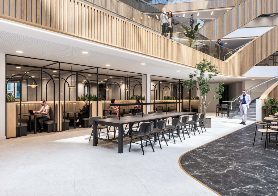 CGI by Visioaxis of Orega Ingenuity House open workspace designed by Oktra