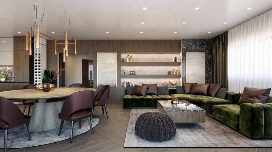 3D visualization for an interior design project of a residential property by Visioaxis - studio for architectural, interior and real estate CGI. | Bedroom