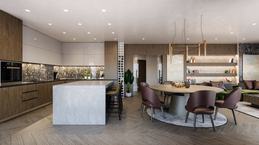 3D visualization for an interior design project of a residential property by Visioaxis - studio for architectural, interior and real estate CGI. | Bedroom