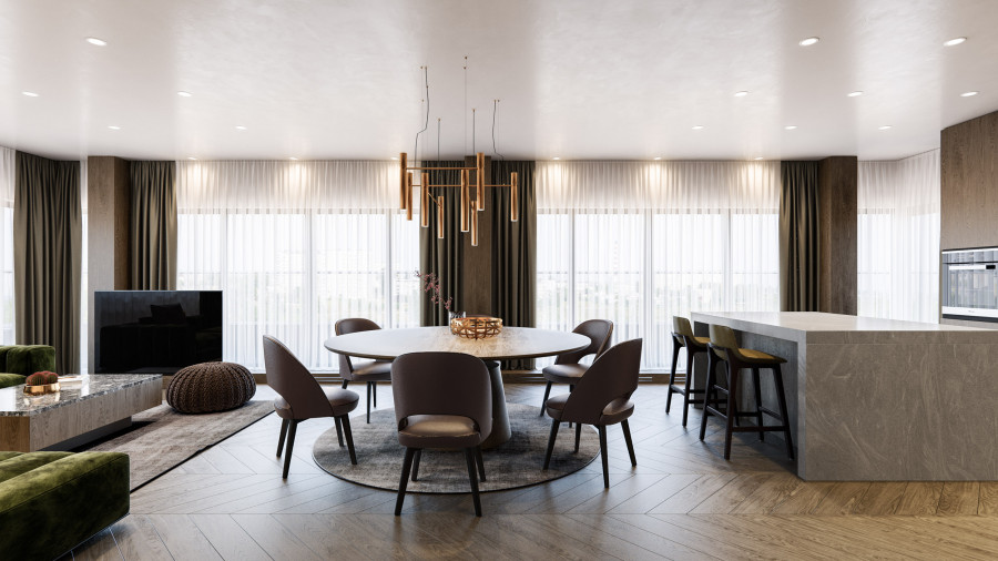 3D visualization for an interior design project of a residential property by Visioaxis - studio for architectural, interior and real estate CGI. | Bedroom